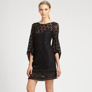 Shelli Segal black lace flower dress